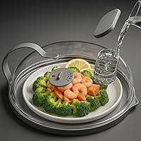 NUTIKAS 10-Inch Microwave Splatter Cover with Built-in Steamer - Steam Vent Lid Keeps Food Moist, Prevents Splatter & Cleans Easy