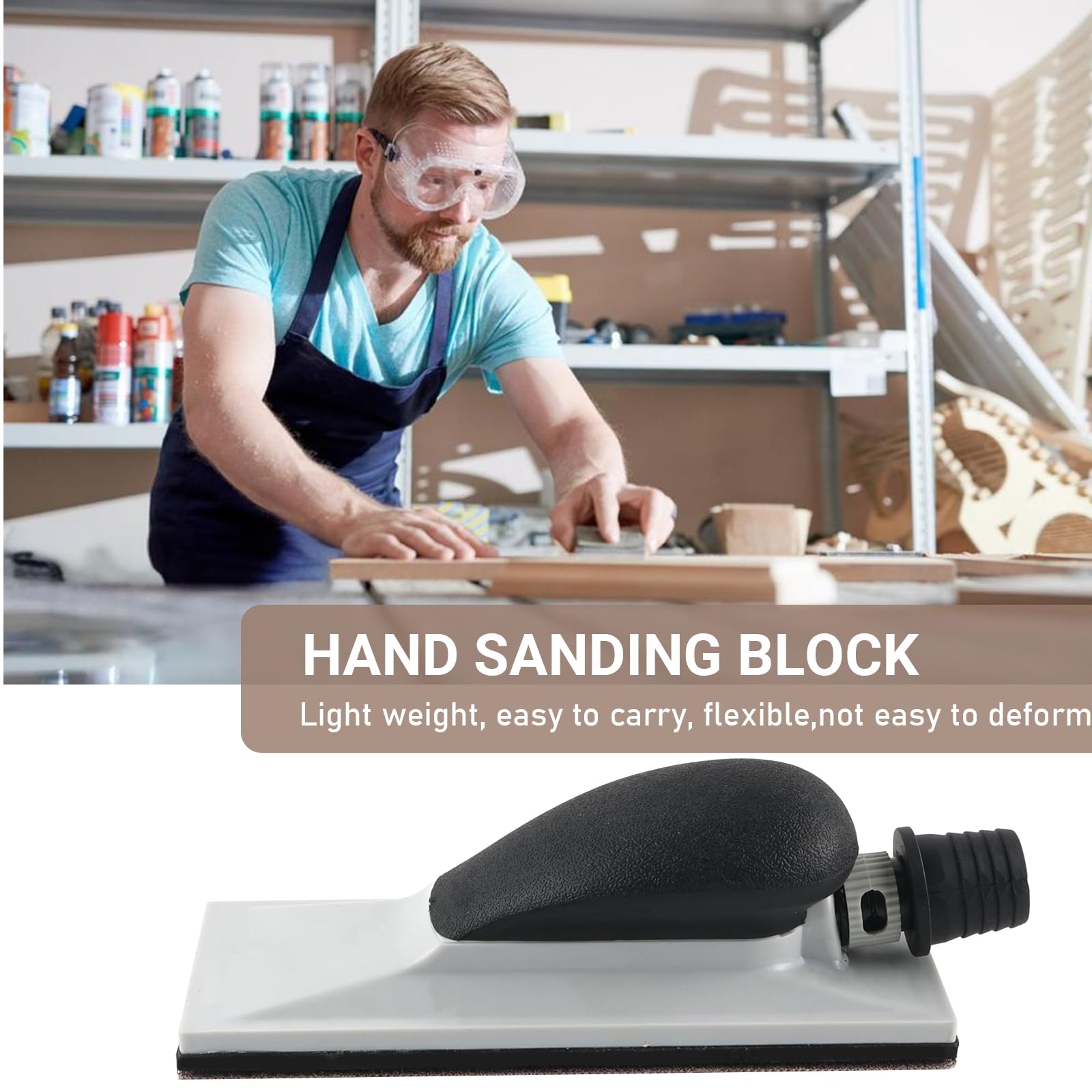 3er Set Handschleifer Mit Schwammgriff – PP-Schleifpapierhalter, Ergonomisch, Für Holz- Und Autopflege, Zufällige Farbe