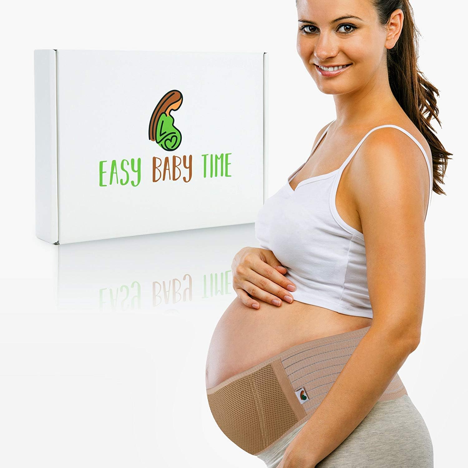 Ultra Comfort - Roll & Itch Resistant Maternity Belt – Breathable Lower Back Support – Comfortable Elastic Belts for Women – One Size Fits Most – Beige Color