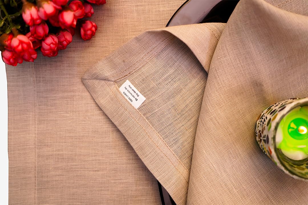 Strofinacci in puro lino (14 x 22 cm, set da 6), 100% lino francese lavato per morbidezza e durata, realizzato a mano, 100% lino naturale, per cucina e sala da pranzo (naturale chiaro)