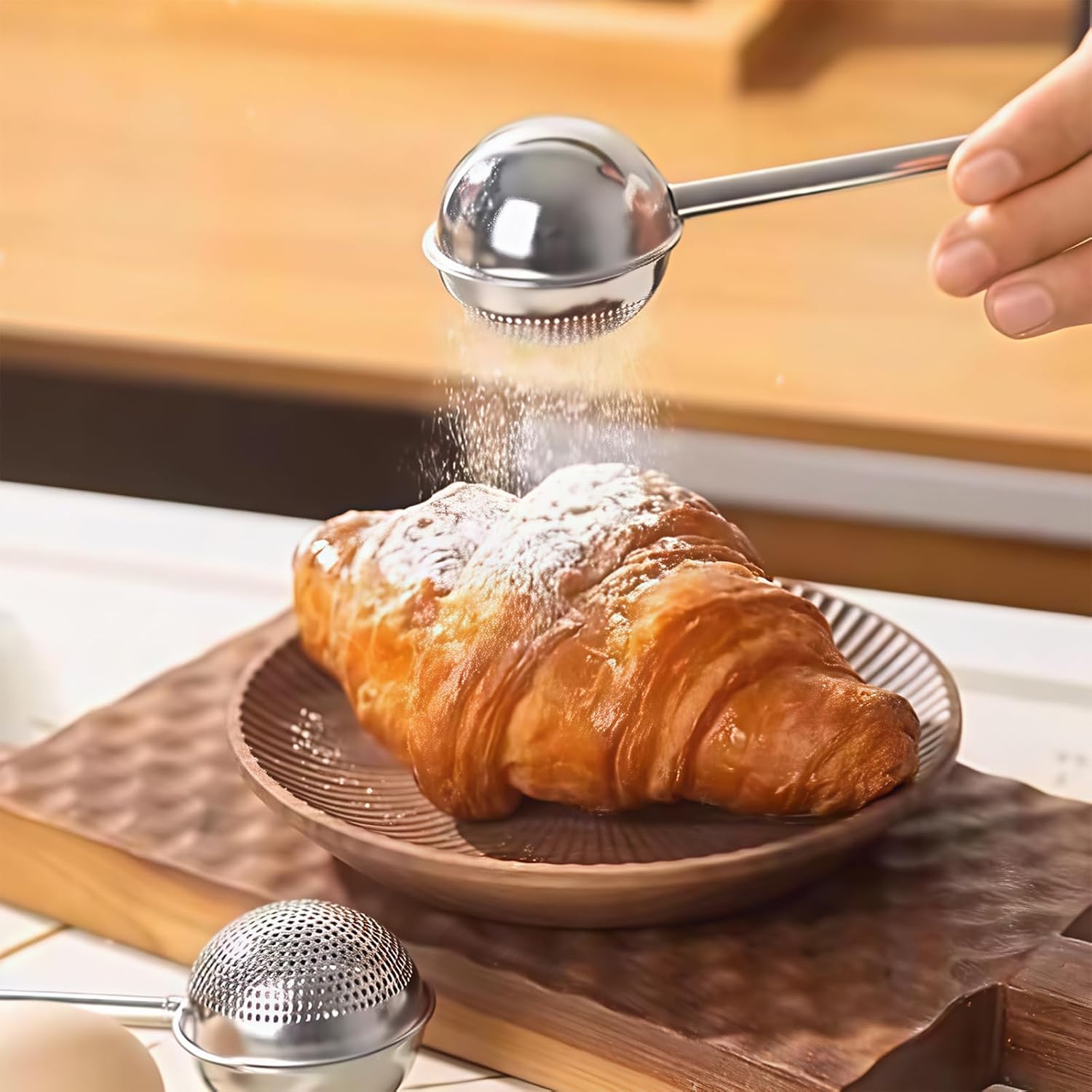 Flour Sifter for Baking, Powdered Sr Shaker Duster for Sourdough Bread,
