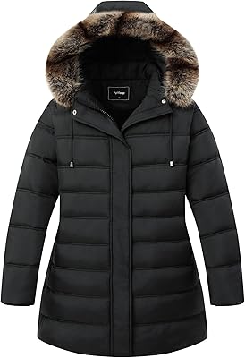 Women’s Plus Size Down Jacket Puffer Coat | Windproof, Waterproof, Detachable Hood, Insulated for Winter Travel