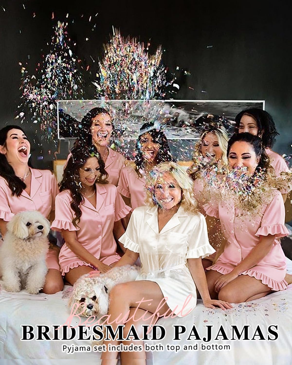 KFUBUO Silky Satin Pajamas for Women Set Short Sleeve Button Down 2 Piece Pjs Shorts Sets Soft Sleepwear Loungewear - Image 3