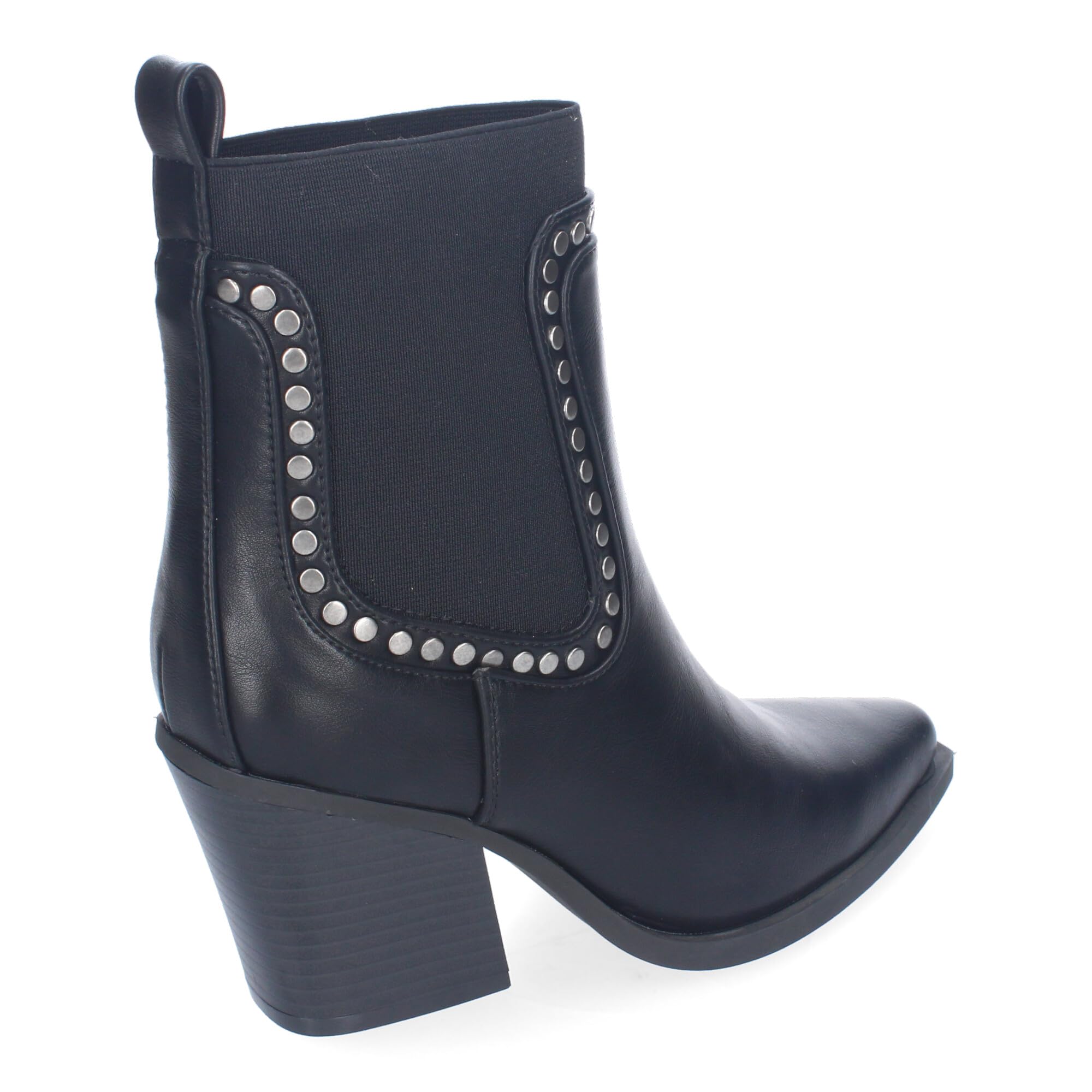 shoes&blues.es Botines de Tacon para Mujer, Estilo Cowboy, Elegantes, Diseno Moderno con Tachuelas, Comodas, Material Elastico y Punta Fina.