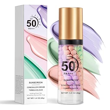 IONSGAKO 3 in 1 Primer for Face Before Makeup, SPF 50 PA+++, One Step Color Correcting Makeup Face Primer, Oil Control Moisturizing Sunscreen Makeup Color Corrector Facial Serum Radiance Skin