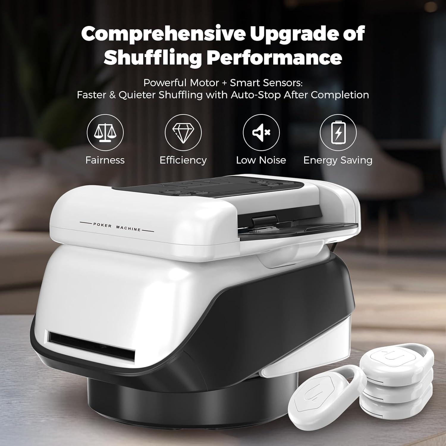 Automatic Card Dealer & shuffler with 360° Rotation Function, Adjustable Card Allocation for Many Players, Versatile Output Angle and Compatibility with Different Cards (with Remote Controls)