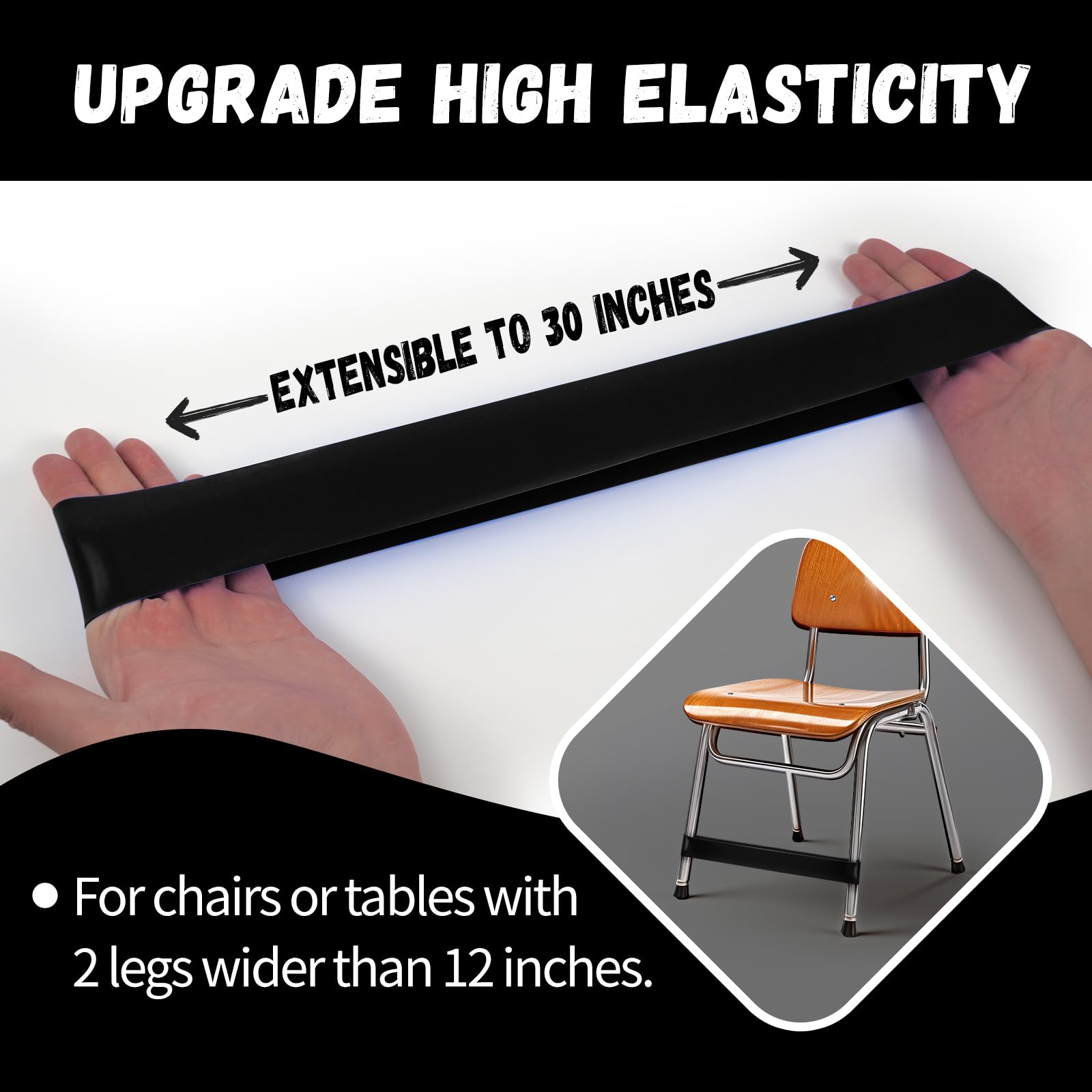WNSIRVY 16 Pack Chair Bands for Kids with Fidgety Feet, ADHD Tools for Kids, Improve Focus & Reduce Restlessness, Chair Bands for Sensory ADHD ADD Autism - Classroom & Home Must Haves (Black) - Image 4