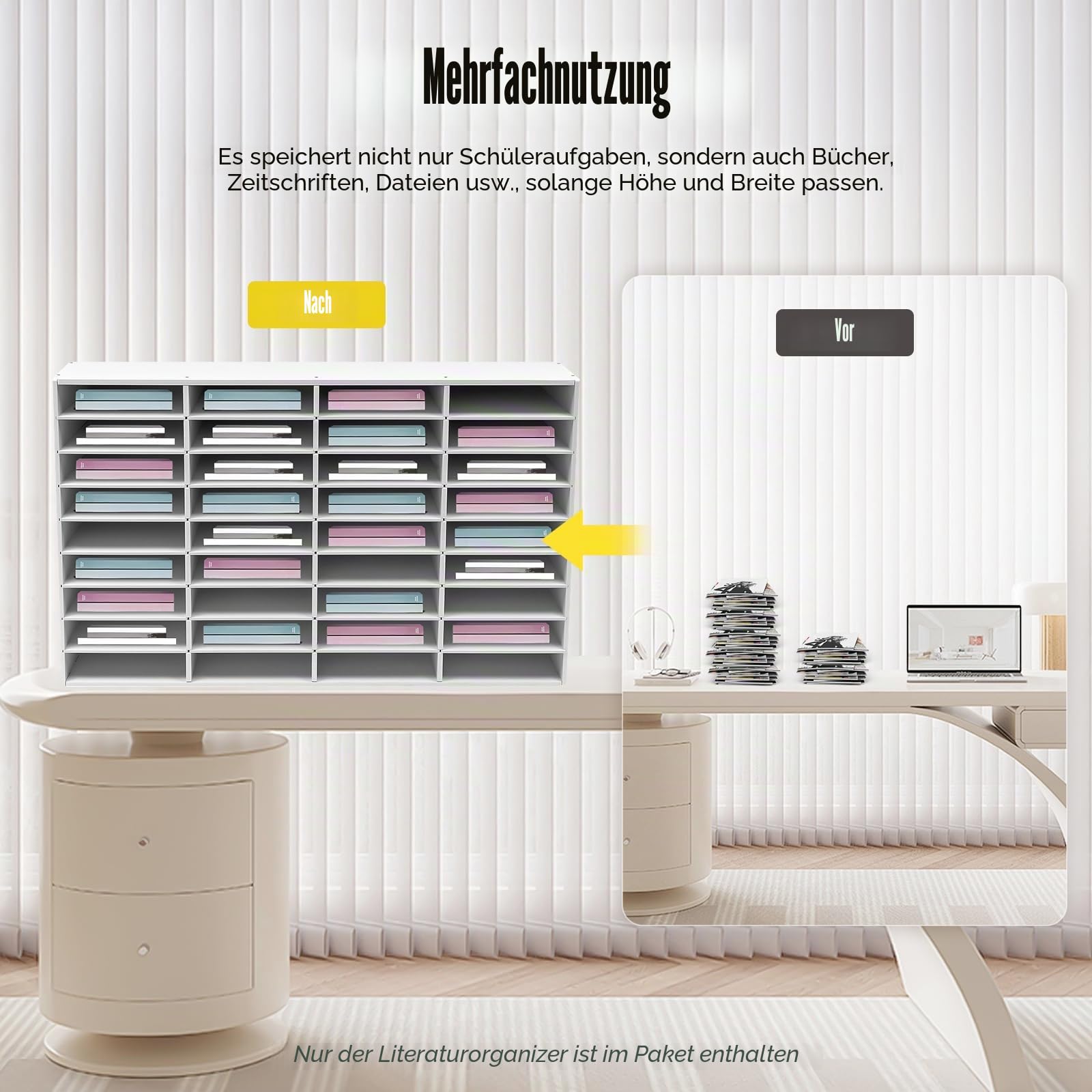 36 FäCher A4 Datei Literature Desktop File Holder Office Mailbox Holz Literatur Organizer Verstellbar Akten Sortierer Dokumentenablage Briefablage Schreibtisch Ablagefach Aktenhalter Briefkasten