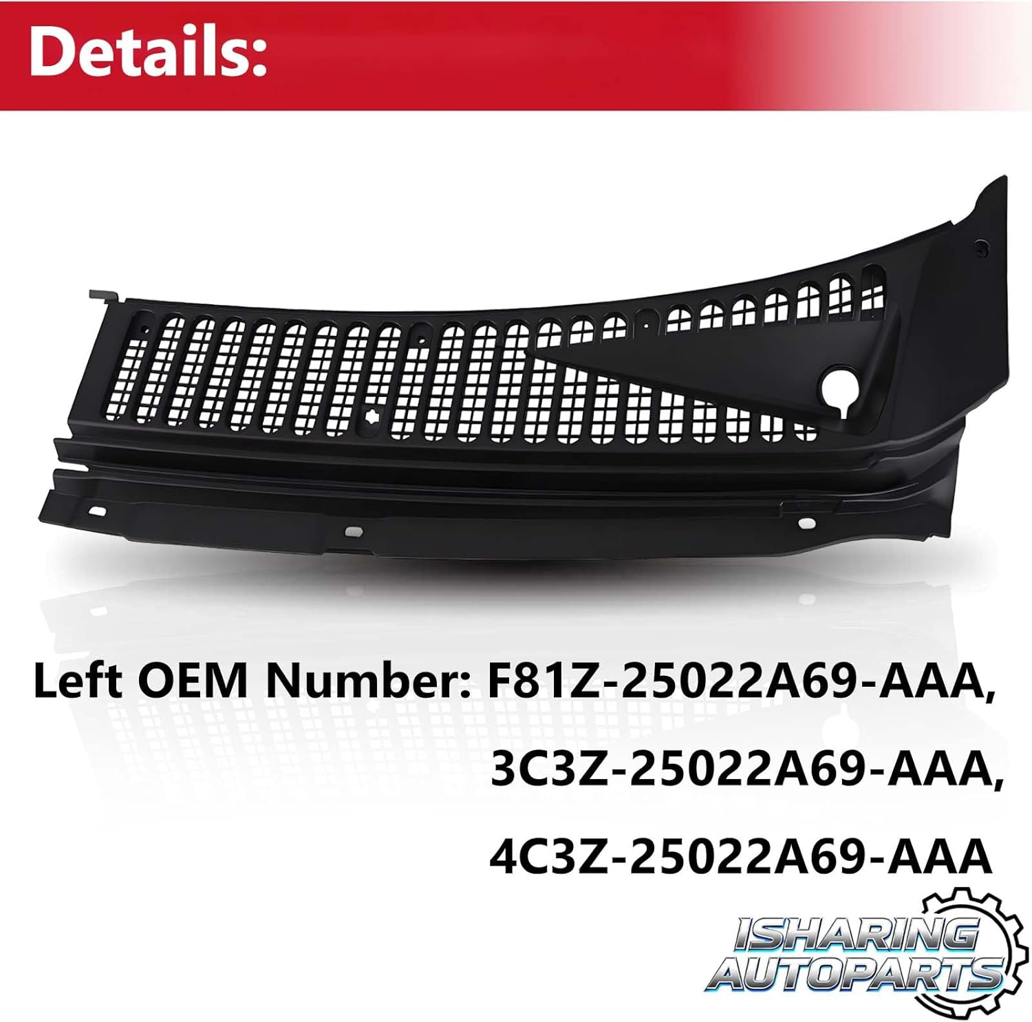 2 pcs Front Grill Windshield Wiper Cowl Panels Compatible with 1999-2007 Ford F250 F350 F450 F550 Super Duty 2000-2005 Excursion Black Left and Right, Replace# 3C3Z-25022A68-AAA 4C3Z-25022A69-AAA