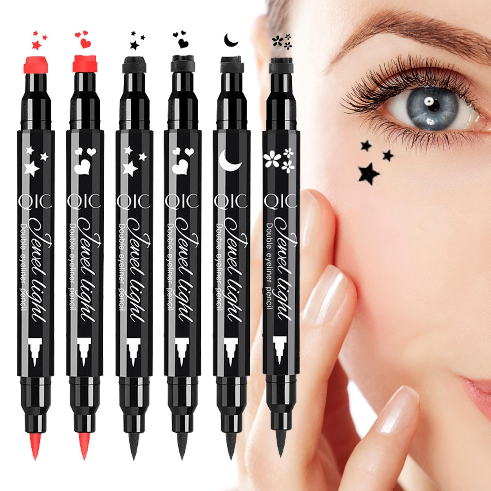 Ahuuen Juego de bolígrafos con sello para delineador de ojos líquido, plantilla para delineador de ojos con bolígrafo - Sello de delineador de ojos líquido | Eye Liner Pen 6 piezas, delineador líquido