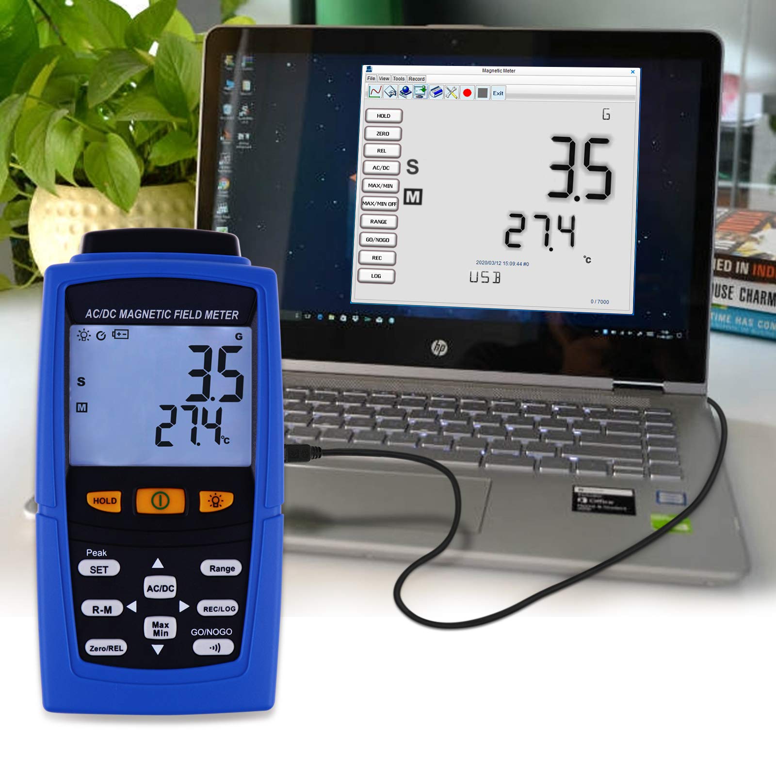 Professionale AC/DC Gaussmeter Magnetico Campo Forza Magnetometro 3000mT (30000G) Teslametro Auto/Manuale Registrazione Metro Tester