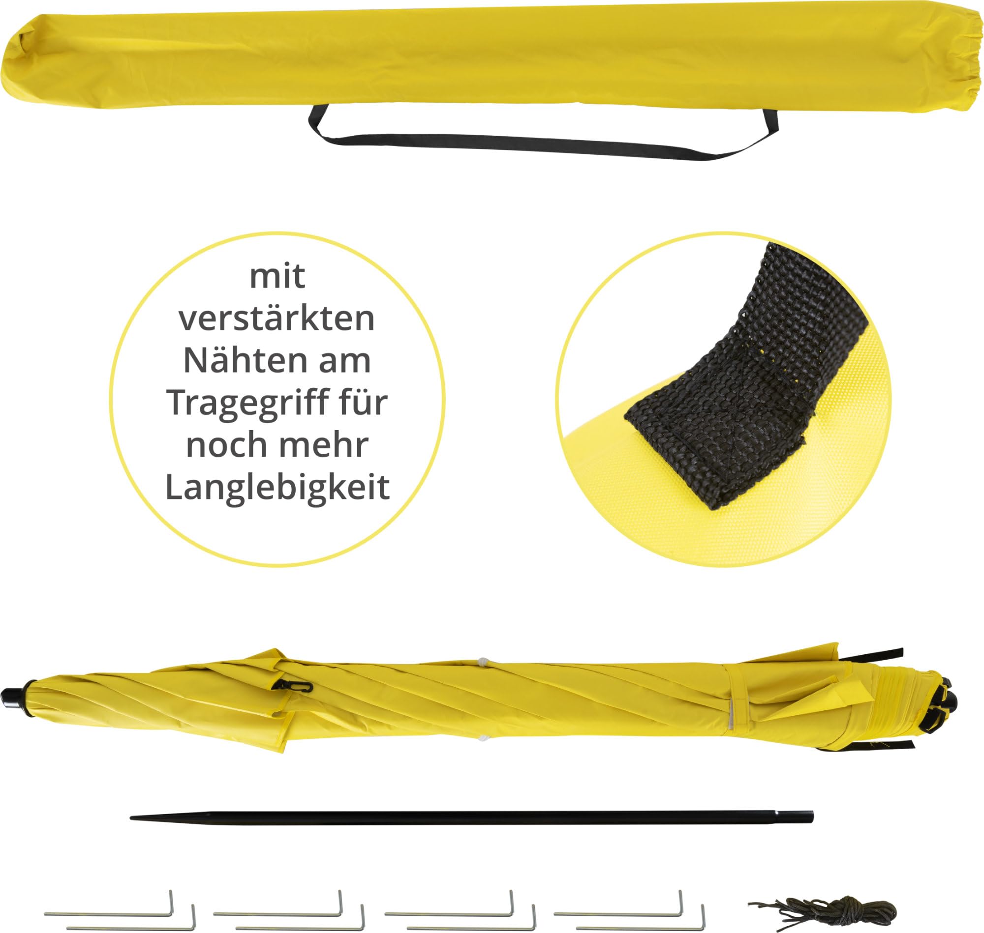 Stagecaptain UM-210 Shady Sonnenschirm-Strandmuschel - Erdspieß zur Montage als Sonnenschirm - Wasserabweisender Stoff inkl. UV-Schutzschicht - Netz-Fenster für eine bessere Luftzirkulation