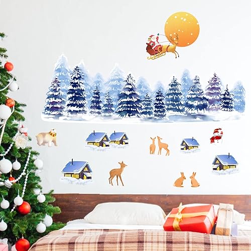Miniatura 7 de Calcomanías de pared extraíbles para árbol de Navidad calcomanías de pared de Navidad calcomanías de pared de Papá Noel calcomanías de pared de