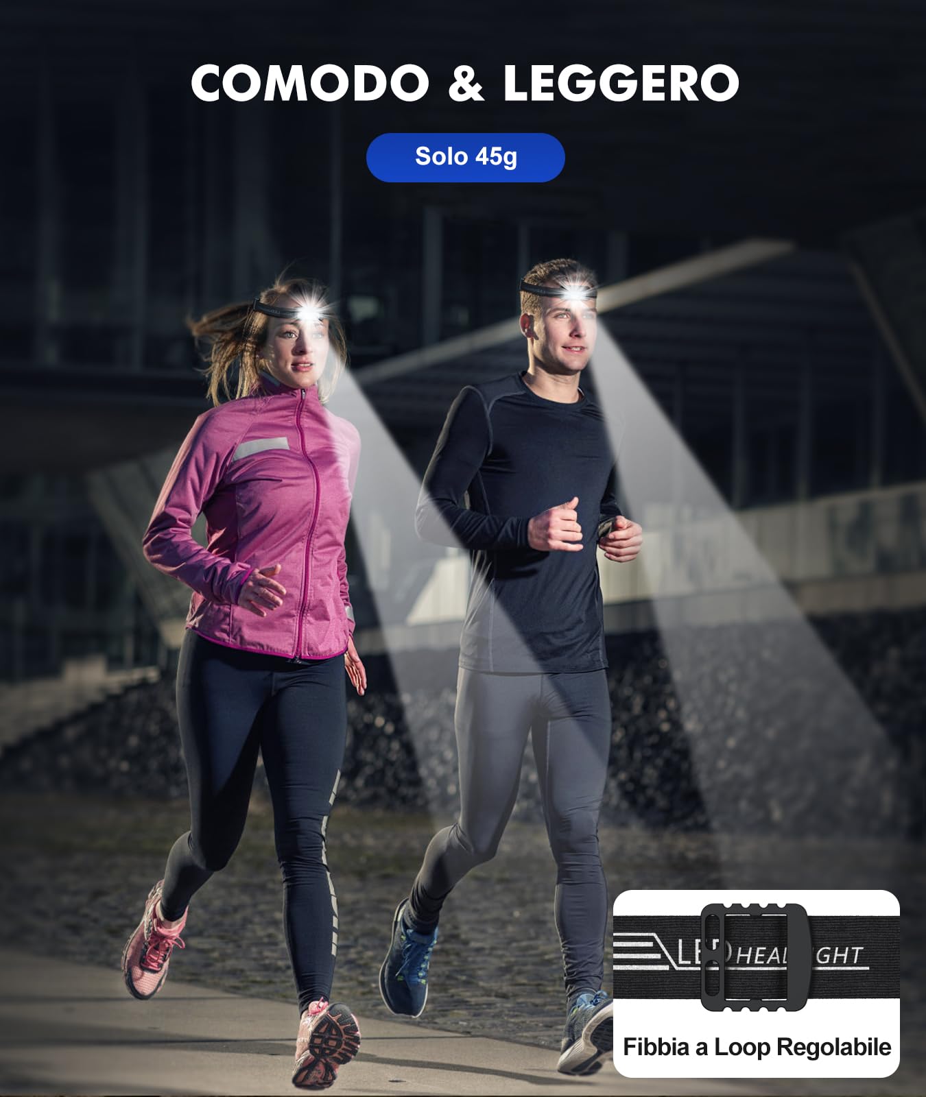 EOIWUY Torcia Frontale LED Ricaricabile, 2 Pezzi Lampada Frontale Super Luminosa con 5 Modalità (Luce Rossa e Bianca), Impermeabile & 60° Regolabile Torcia da Testa per Campeggio/Trekking/Corsa
