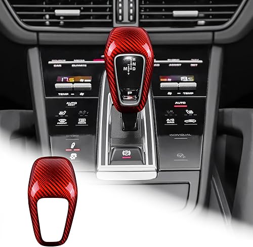 AIRSPEED Cubierta de pomo de palanca de cambios de fibra de carbono, adhesivo protector de cabeza de palanca de cambios para Porsche Cayenne 2018