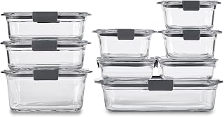 Rubbermaid Brilliance Glass Food Storage Containers Set of 9 - BPA-Free, Leak-Proof, Oven-Safe, Assorted Sizes