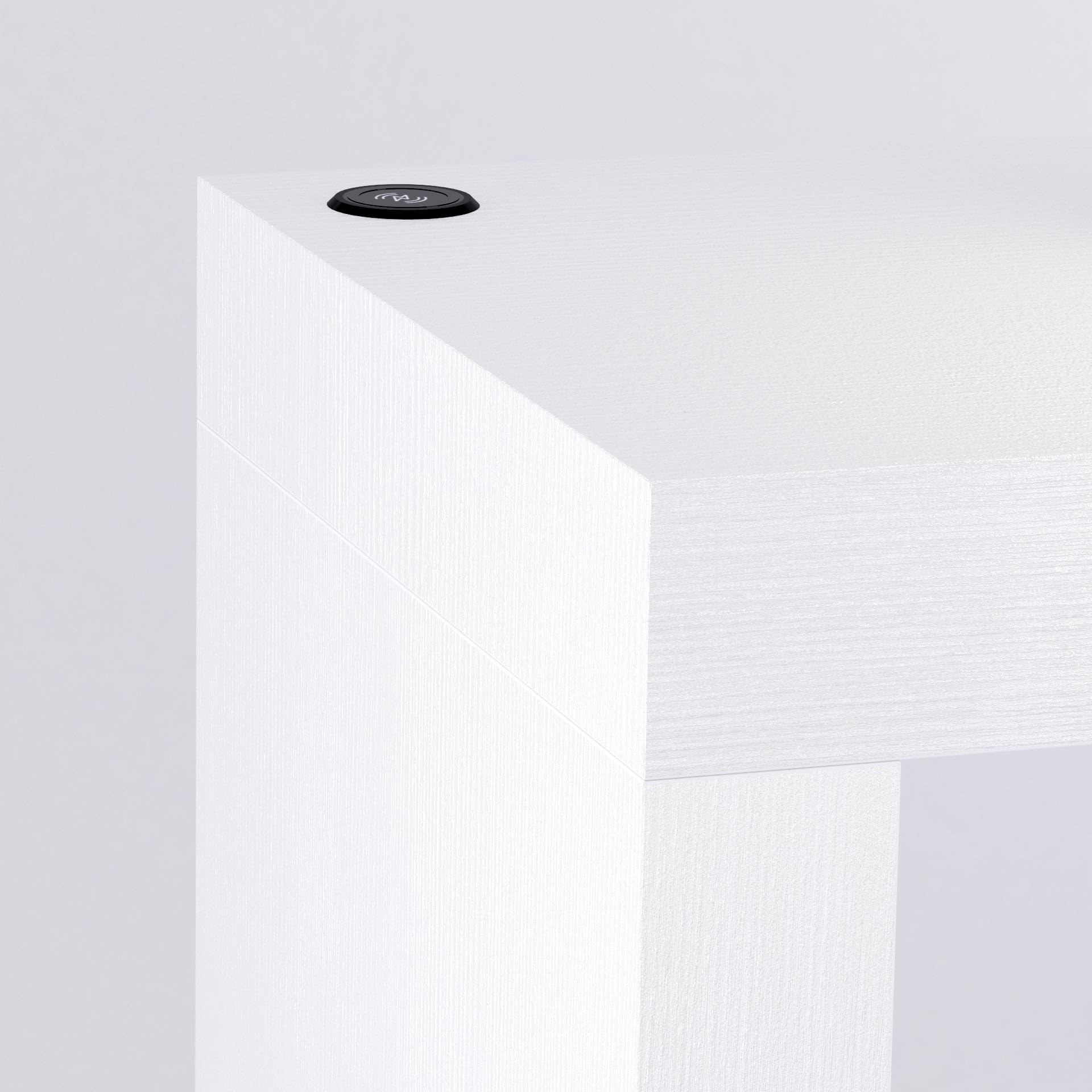 MOBILI FIVER, Mesa Alta Evolution 180x40, Fresno Blanco con Dos Patas y Cargador inalámbrico, Mesa Auxiliar de Cocina para 3 Personas, Made In Italy