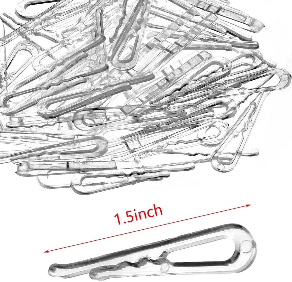 100Pcs Transparent Plastic Alligator Clip 38mm Shirt Fixing Packing Clip U Shape Plastic Clothespins for Ties Socks Pants Shirts