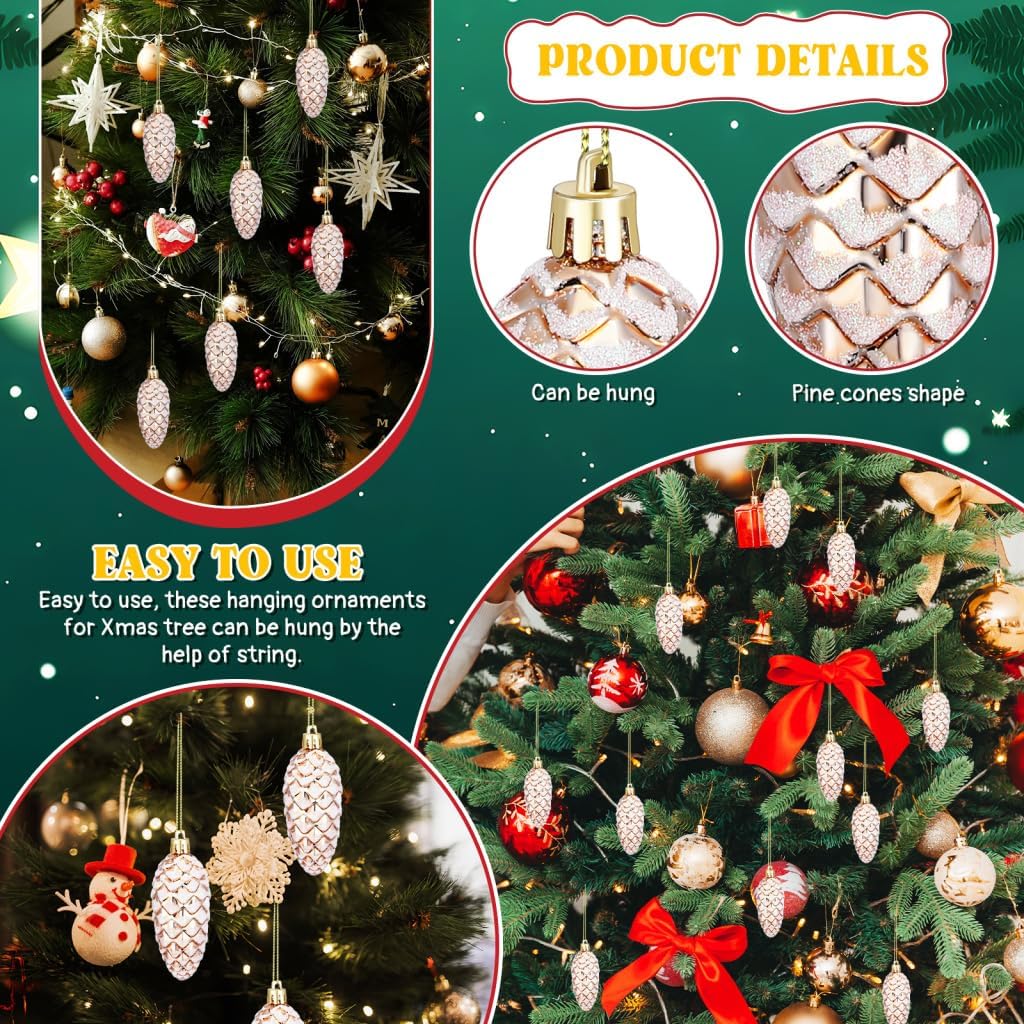 NOLITOY 10Pcs Christmas Pinecone Ornaments: Hanging Pine Cone for DIY Crafts Christmas Tree Wreath Garland - Xmas Party Pendant Charms Indoor Outdoor - Image 9