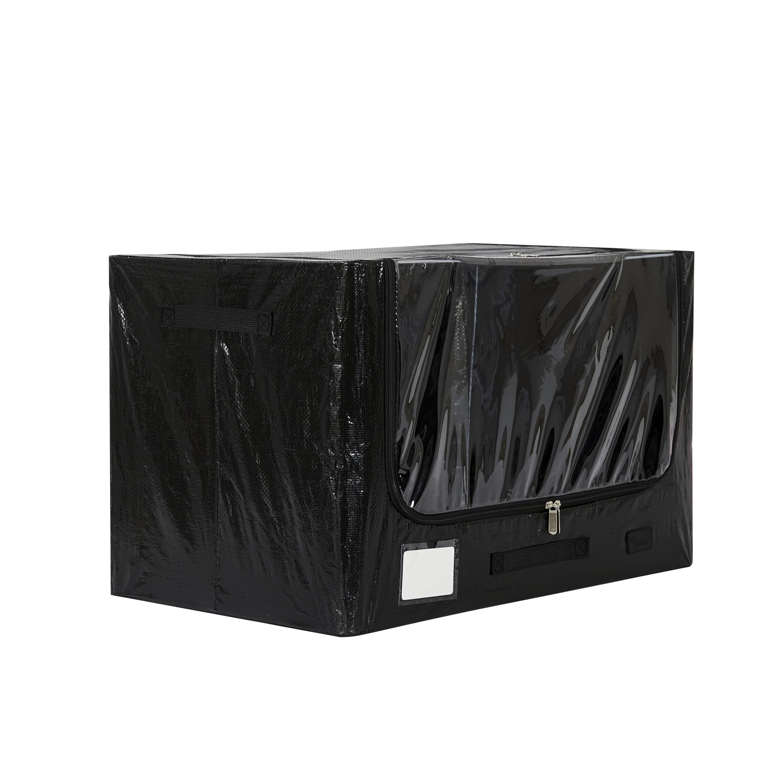 Periea 'Eden' Heavy Duty Tarp Jumbo Storage Boxes – Tough, Durable, Water-Resistant, Folding & Stackable with Strong Steel Frame for Home & Garage (Black)