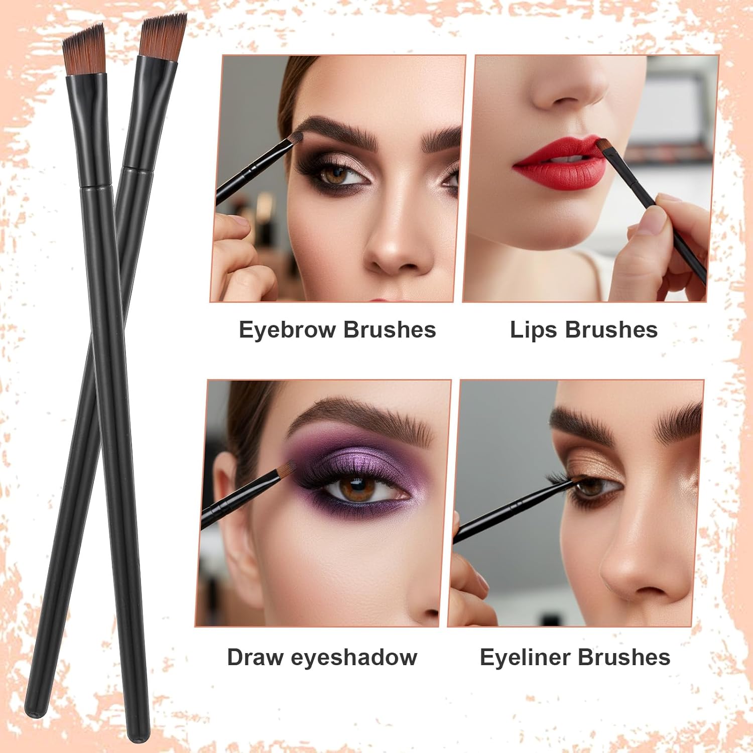 300PCS Disposable Angled Eyebrow Brushes, Bulk Brow Tint Brushes, Eye Makeup Brush Eyeliner Brush Tinting Flat Tapered Eyebrow Concealer Brush for Women Girls Salon Beauty Cosmetic Tool