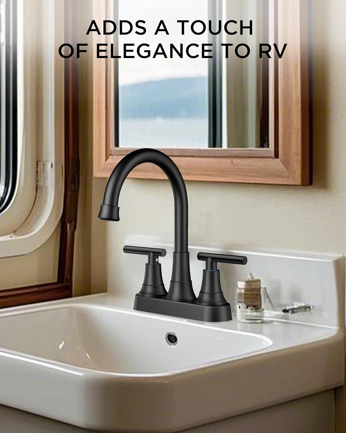 FORIOUS Matte Black Bathroom Faucets, 4 Inch Centerset Bathroom Sink Faucet 2 or 3 Hole with Pop up Drain and cUPC Hose, Two Handles Control, 360° spout for Restroom,Vanity, RV - Image 6