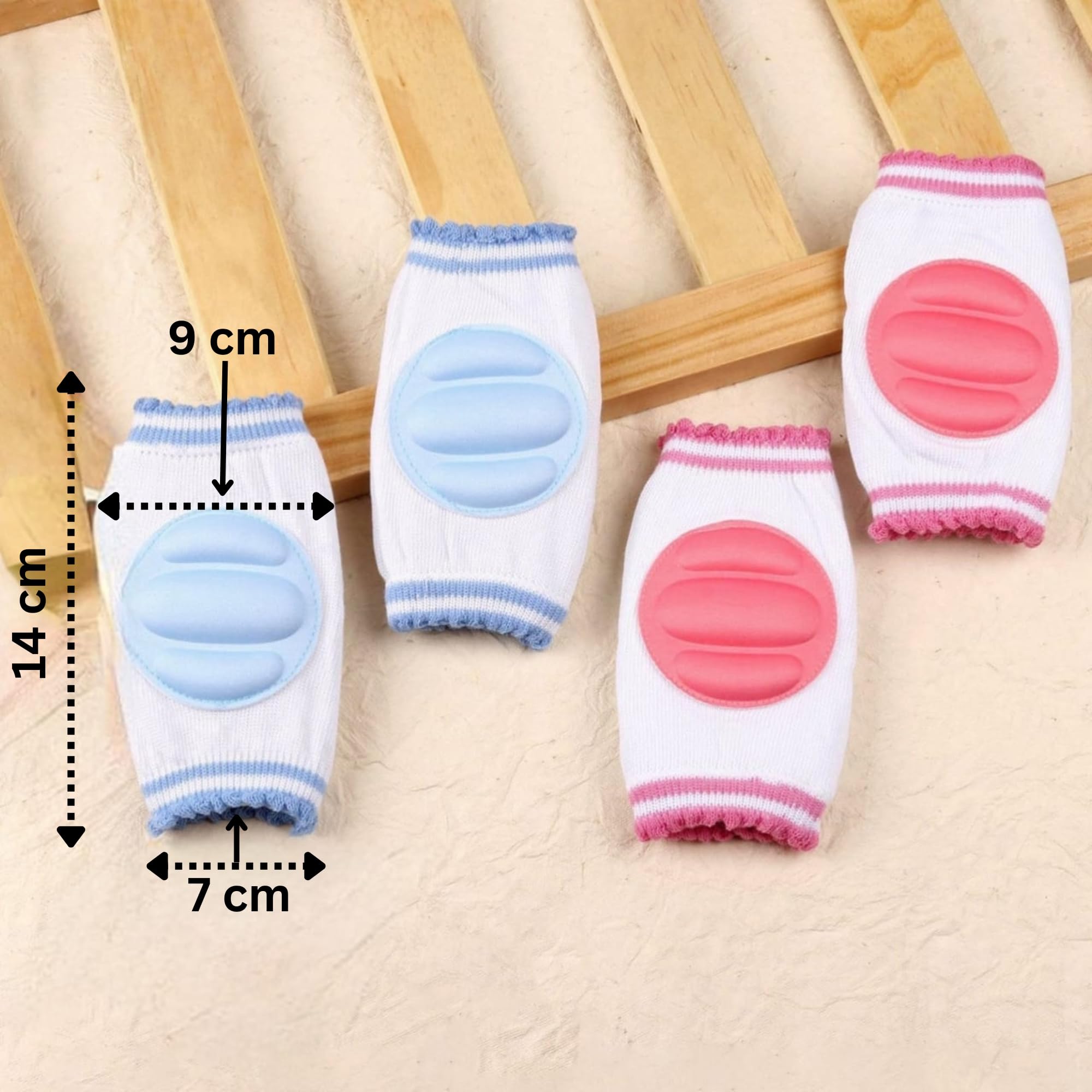 Sangpri 2 Pair Baby Knee Pads for Crawling | Knee Cap for Kids | Kids Knee Protectors | Ideal for 6-12 Months Babies (Multi Color) - Image 4 thumbnail