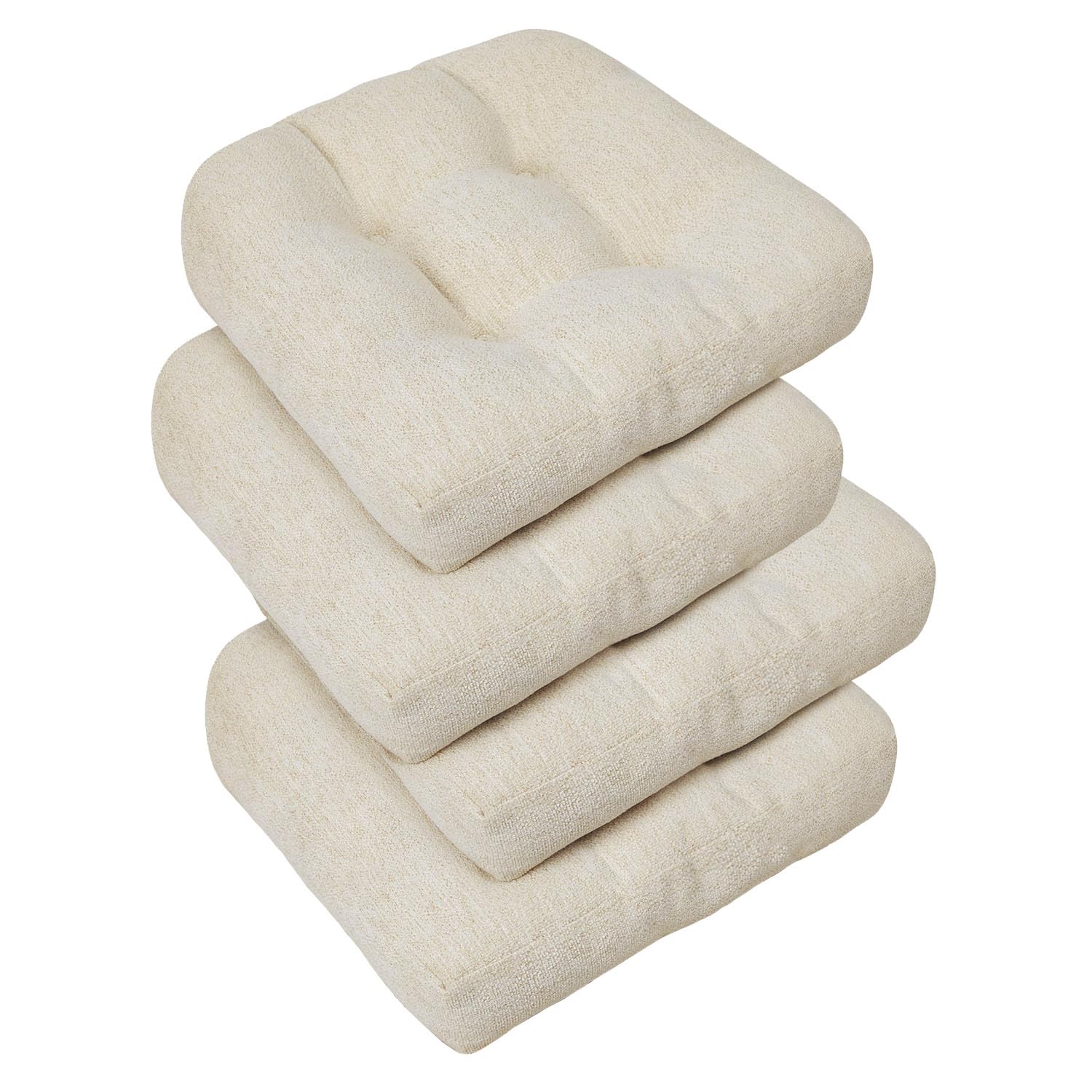 Photo 1 of downluxe Chair Cushions for Dining Chairs 4 Pack, Tufted Indoor Chair Pads with Non-Slip Bottom, U-Shaped Kitchen Chair Cushions, 18"x18"x4", Beige