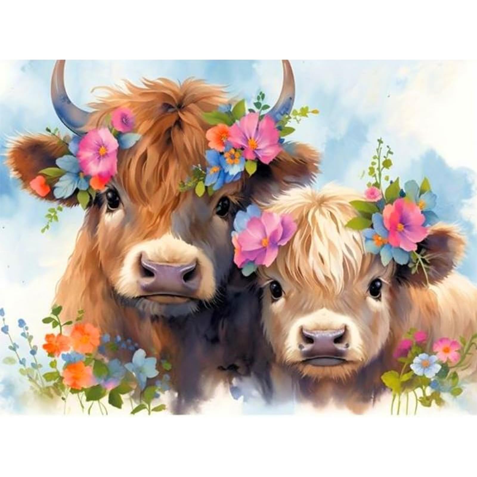 DIY Paint by Numbers for Adults-Highland Cow Canvas Oil Painting Kit for Adults,Animal Craft Art Painting Kit Acrylic Pigment Drawing Paintwork for Gift Home Wall Decor 12x16inch (Without Frame)