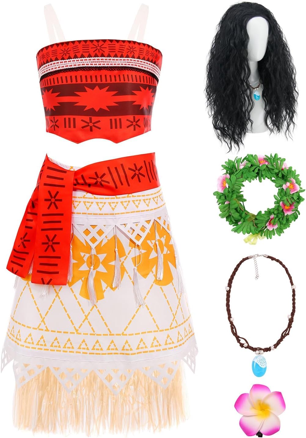 Women Girls Halloween Costumes Set for Princess Costume Dress Up with Wig Necklace Adult Women XX-Large