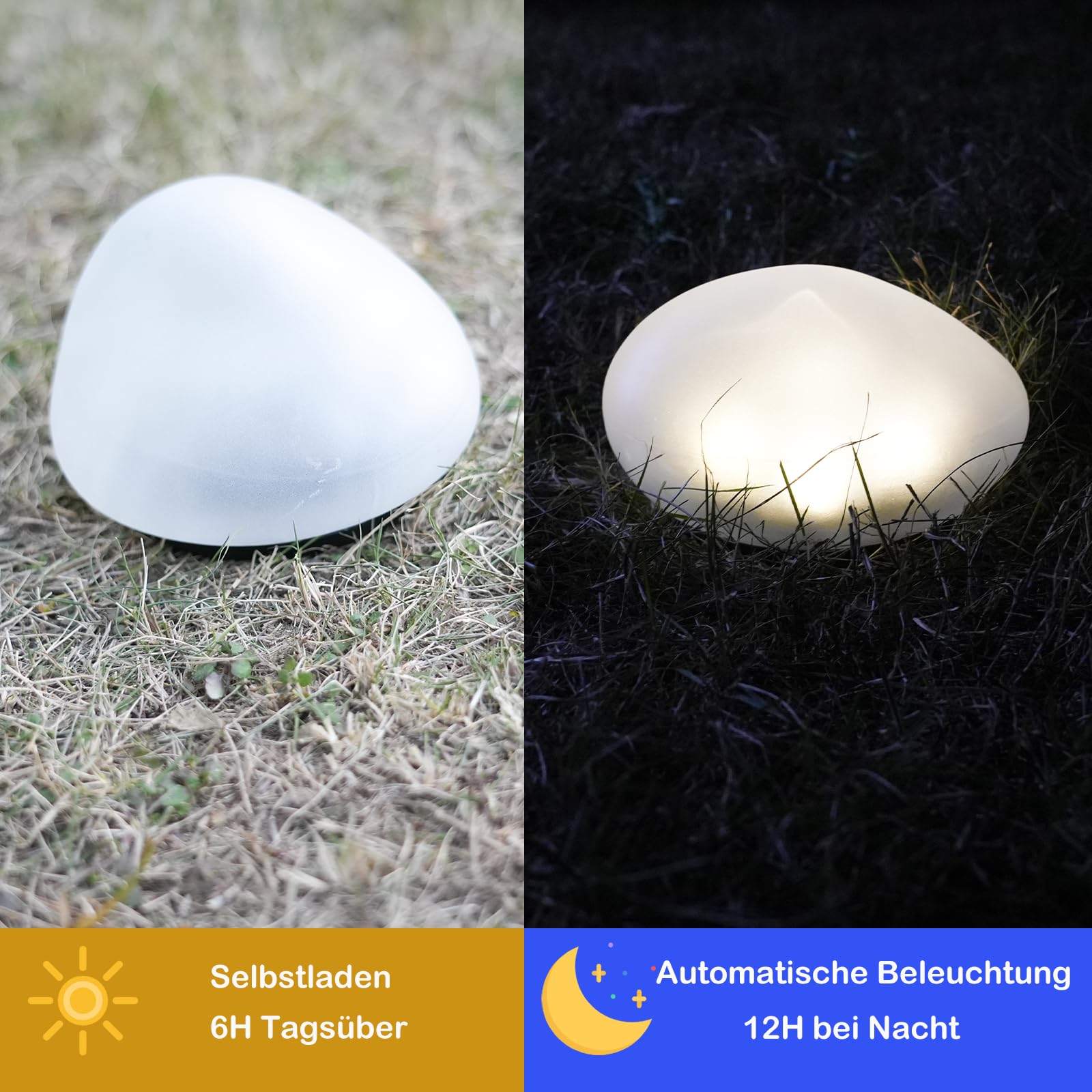 SC-Daily Solar Lights Outdoor Waterproof Solar Pebble Rock Garden Lights Decorative with Warm Light LED, IP65 Waterproof - Image 2