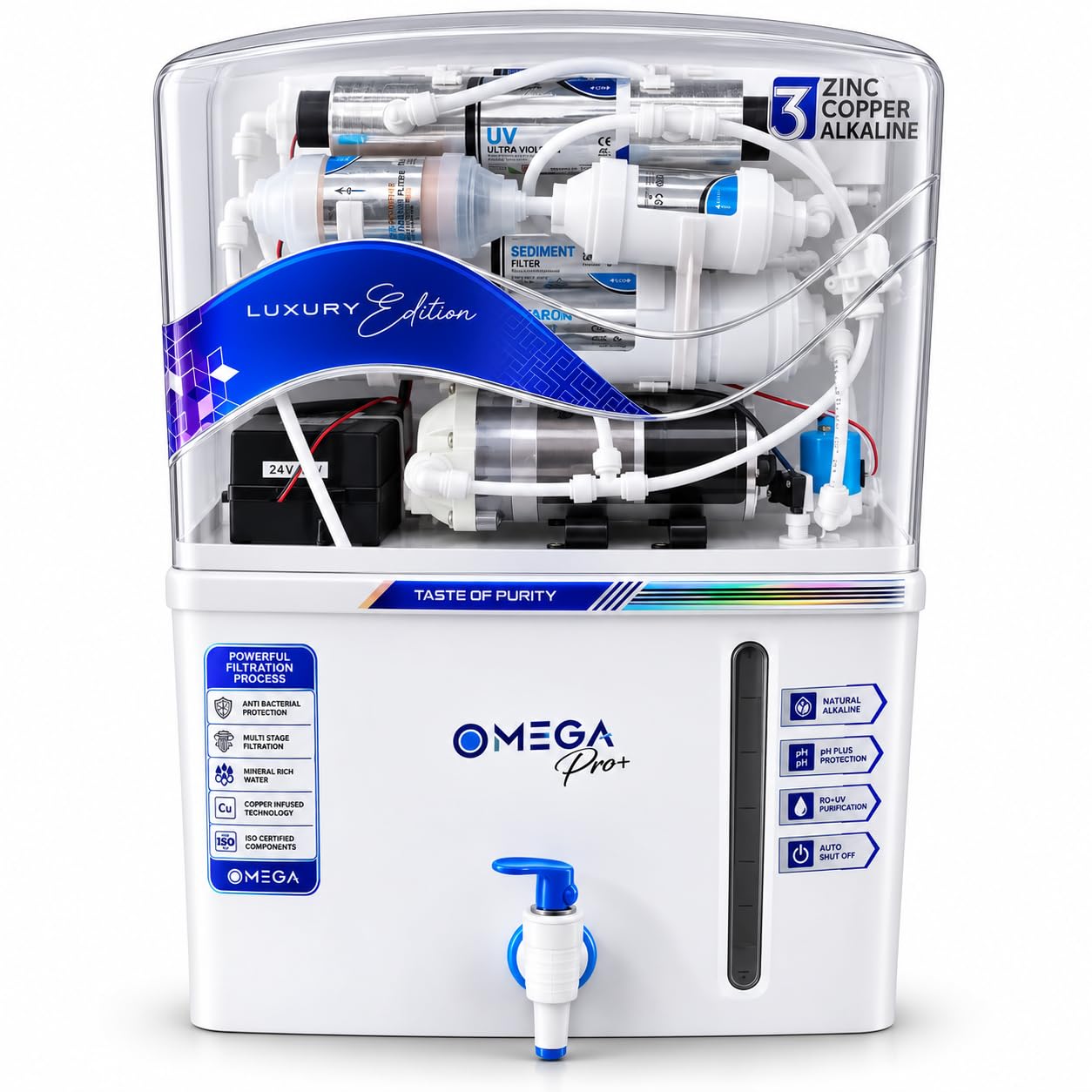 PE Aquafresh Omega **Best-in-Class** RO+UV+UF+TDS Water Purifier for Home & Kitchen | PE Aquafresh Omega | 12 Litre Transparent Tank | 7-Stage Purification with Alkaline Mineral Technology-image-47