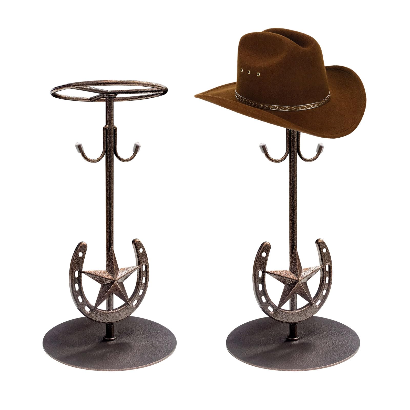 Photo 1 of ***MISSING PARTS***
Fhryyunxu 2 Pack Cowboy Hat Rack,Tabletop Standing Cowboy Hat Holder ?Western Horseshoe Decor?Hat Display Stand Can Keeps Original Shape of Hat, for Wide-brimmed Hat?Iron, Bronze