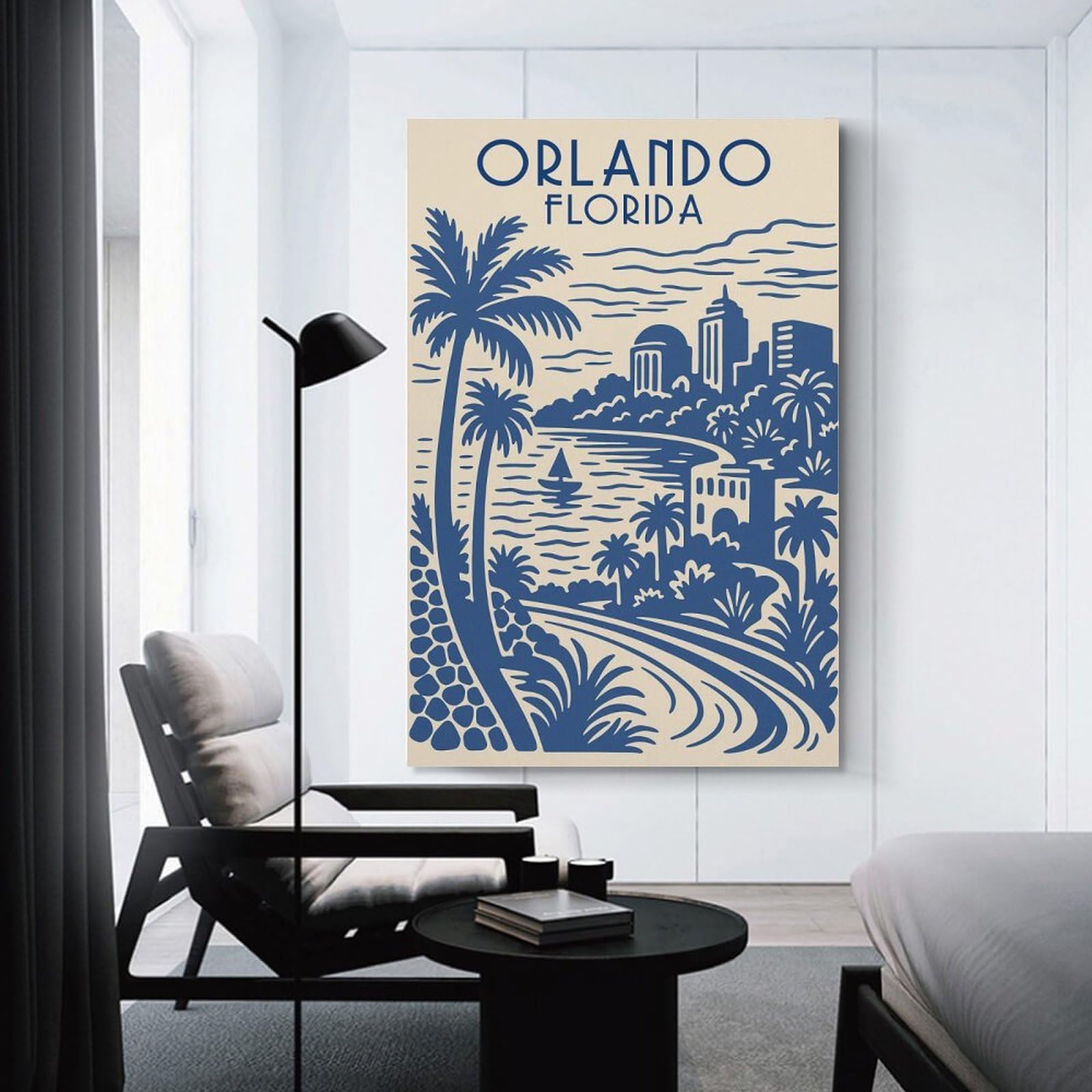 Junmoney Orlando Florida Travel Room Decor Wall Art, 08x12inch(20x30cm), for Home, Office, Studio Or Guest Room, Canvas Wall Art That Fits Changing Layouts