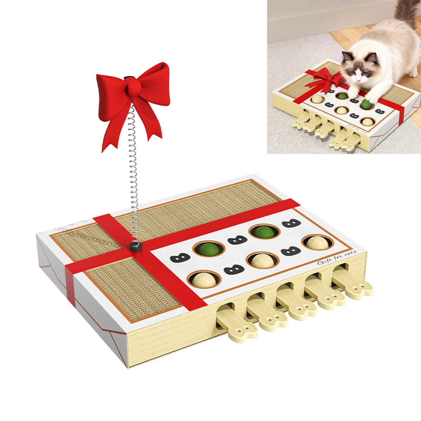 Activity Box Design interattivo a prova di masticazione struttura include tiragraffi per gattini curiosi giocattolo arricchimento gatti in feltro