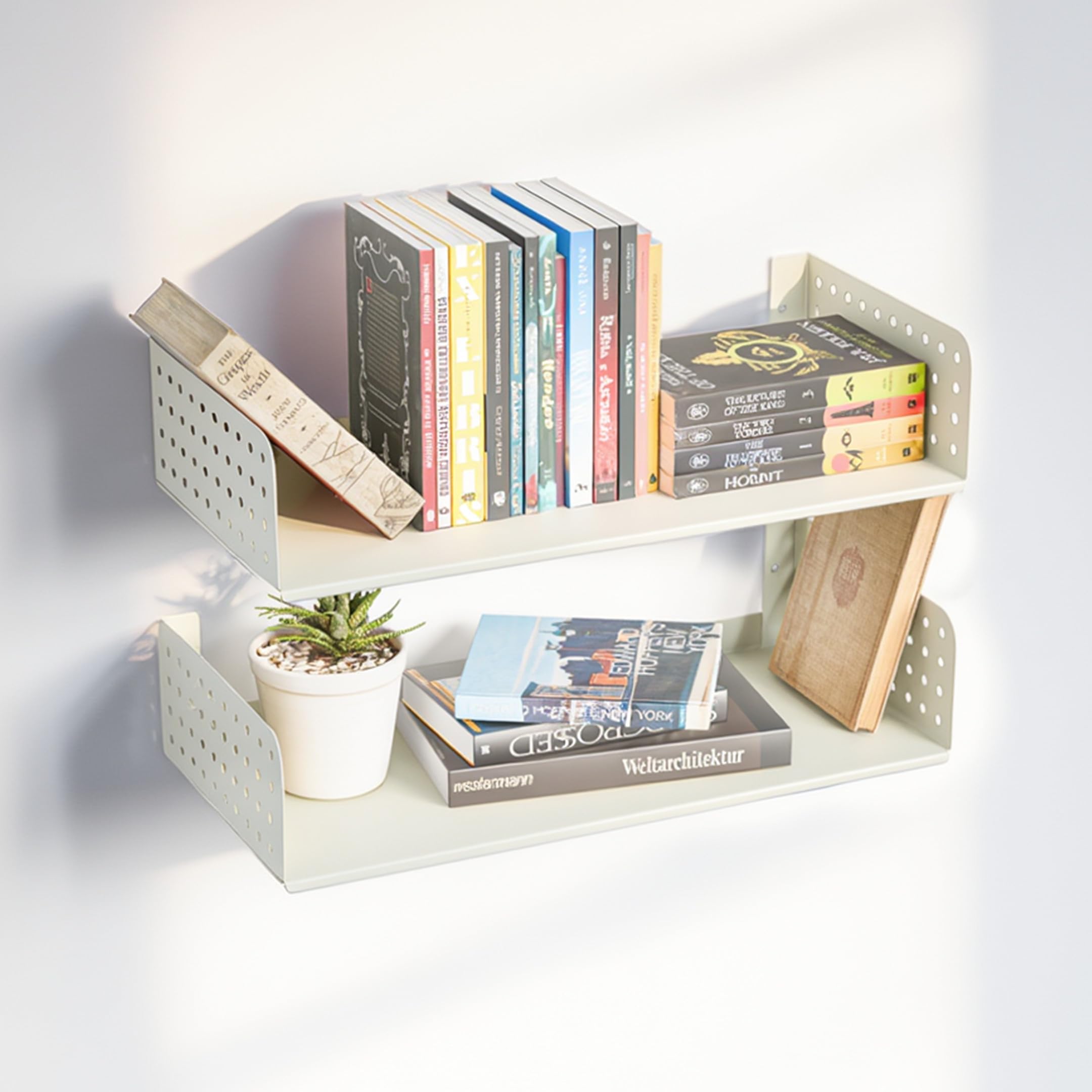 ReadRack Wall Shelf for Books, Metal Wall Mounted Book Shelf, Floating Book Rack for Wall, Magazine Holder Shelf for Living Room, Bedroom & Office, Durable Metal Wall Shelf White-image-21