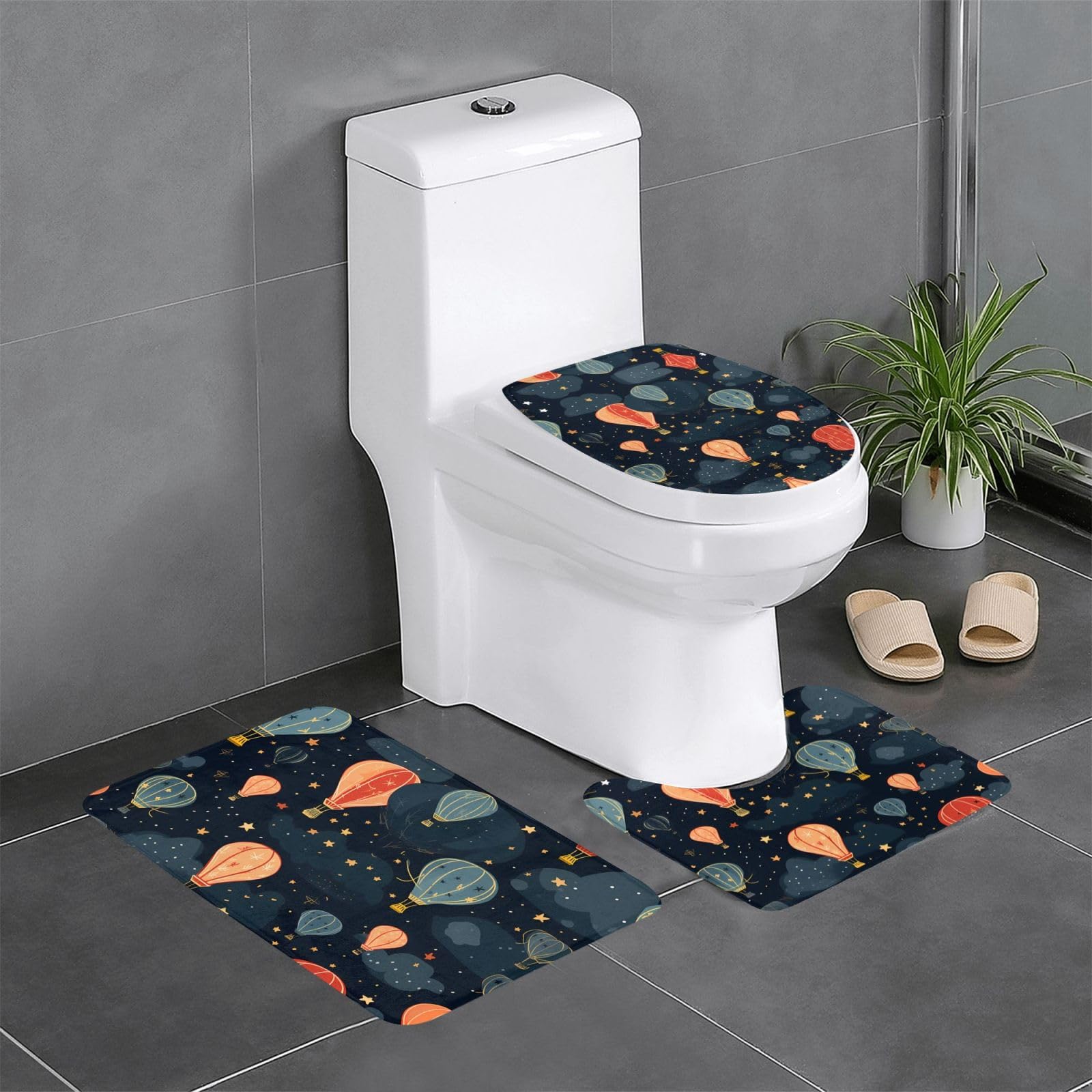Tapis de salle de bain 61x40.6 cm facile à nettoyer imprimé lanterne