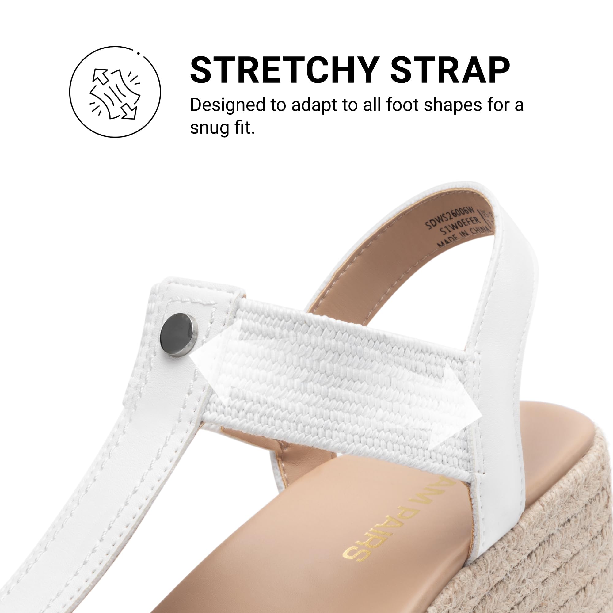 DREAM PAIRS Sandales Compensées Femme Espadrilles Confortables avec Soutien de la Voûte Plantaire, Semelle Amortissante, Bride Élastique, Style Décontracté Vacances Été
