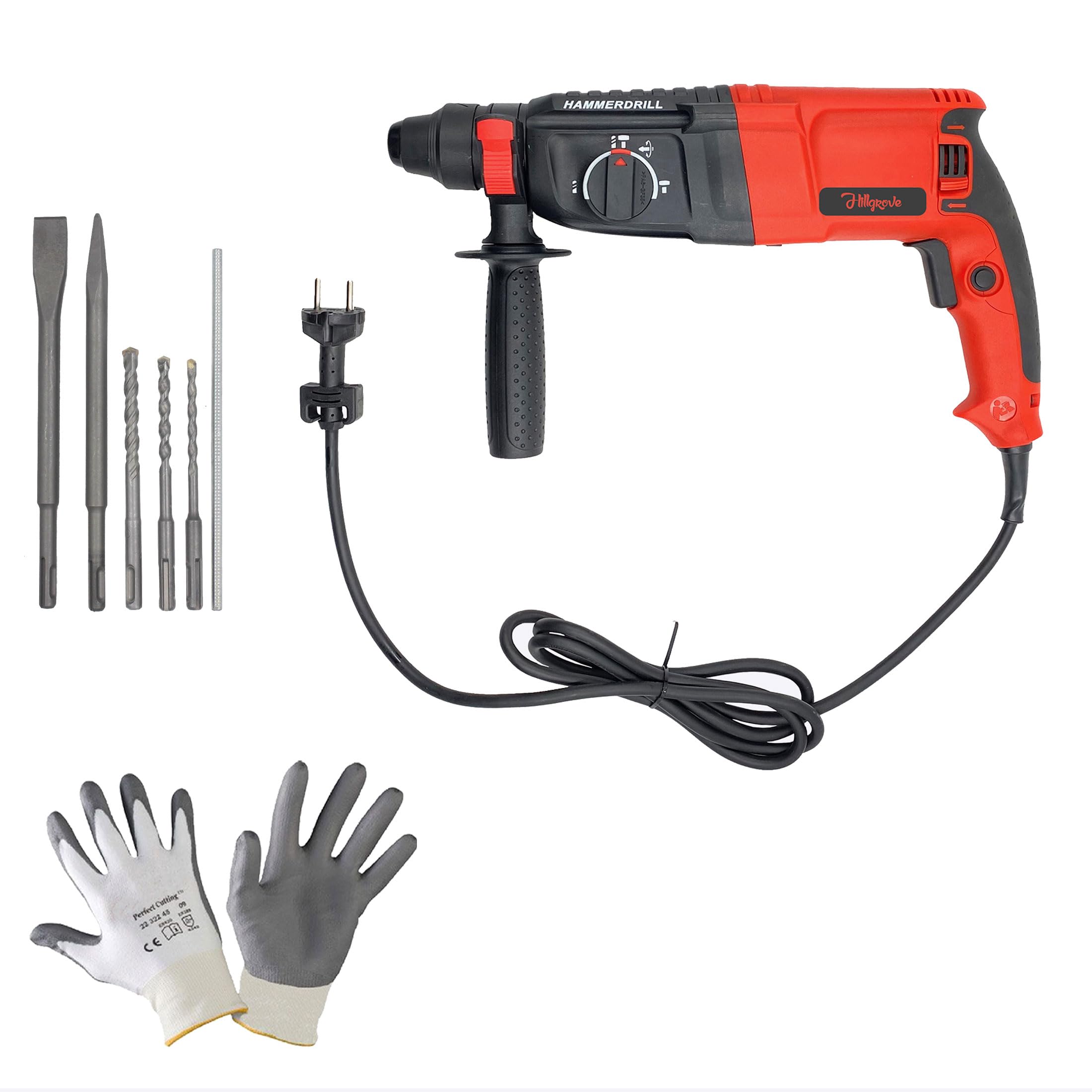 See full amazon price history chart for Hillgrove HGCM1042M2 26mm Impact Drill Machine Forward/Reverse Rotation with Safety Gloves and 5Pcs SDS Plus Bits for Making Holes in Metal/Wood/Concrete Hammer Drill (26 mm Chuck Size, 1200 W) Hillgrove HGCM1042M2 26mm Impact Drill Machine Forward/Reverse Rotation with Safety Gloves and 5Pcs SDS Plus Bits for Making Holes in Metal/Wood/Concrete Hammer Drill (26 mm Chuck Size, 1200 W) (B0D5Z194JW) Amazon Price History, Amazon Price Tracker