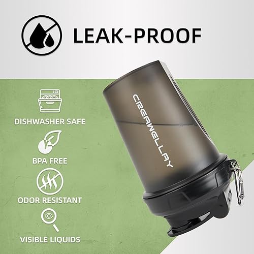 Miniatura 4 de Paquete de 2 botellas agitadoras para mezclas de proteínas, botella agitadora de proteínas pequeña de 17 oz con asa, tazas agitadoras de gimnasio