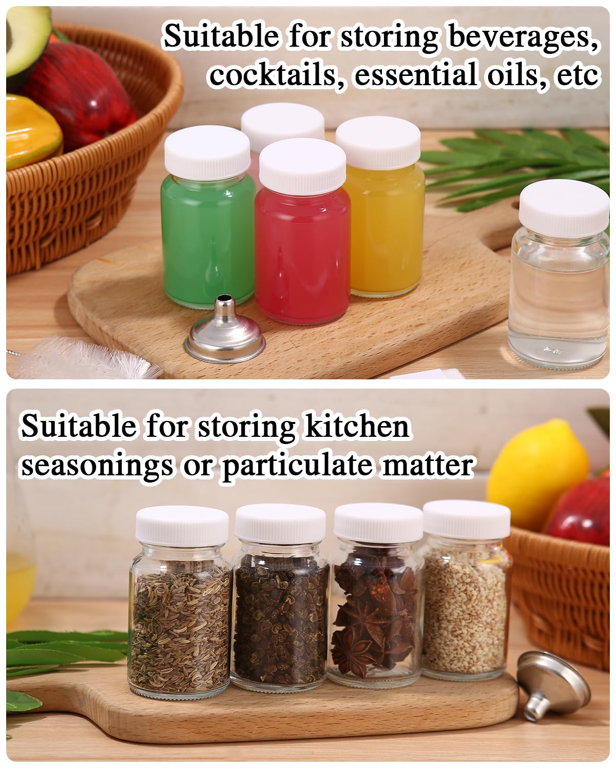 8 Pezzi Bottigliette Di Vetro Piccole, Mini Bottiglie Vetro 100Ml