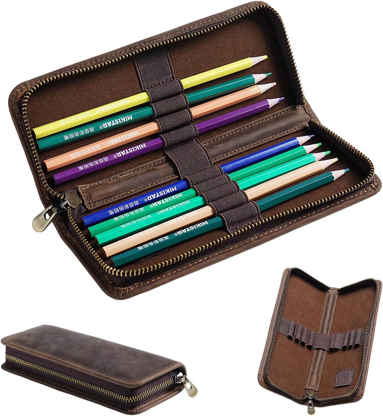 Galen Leather Wooden Pen Holders