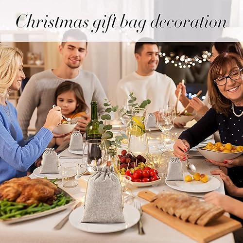 Miniatura 7 de 50 bolsas de regalo pequeñas de arpillera con cordón para regalos de boda, fiesta de cumpleaños, Navidad, manualidades, suministros para el hogar