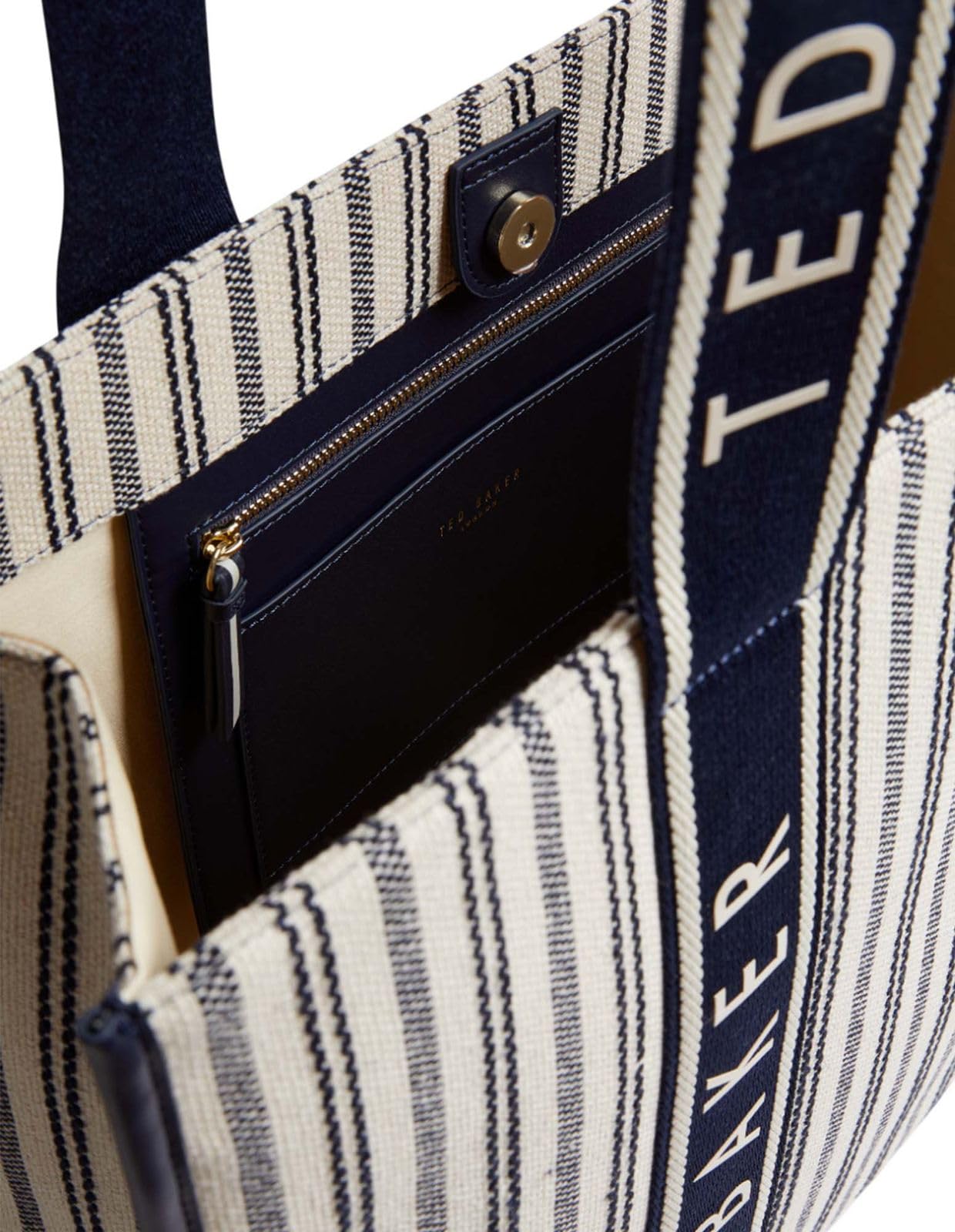 Ted Baker Hayllee Striped Canvas Large Icon Bag Navy