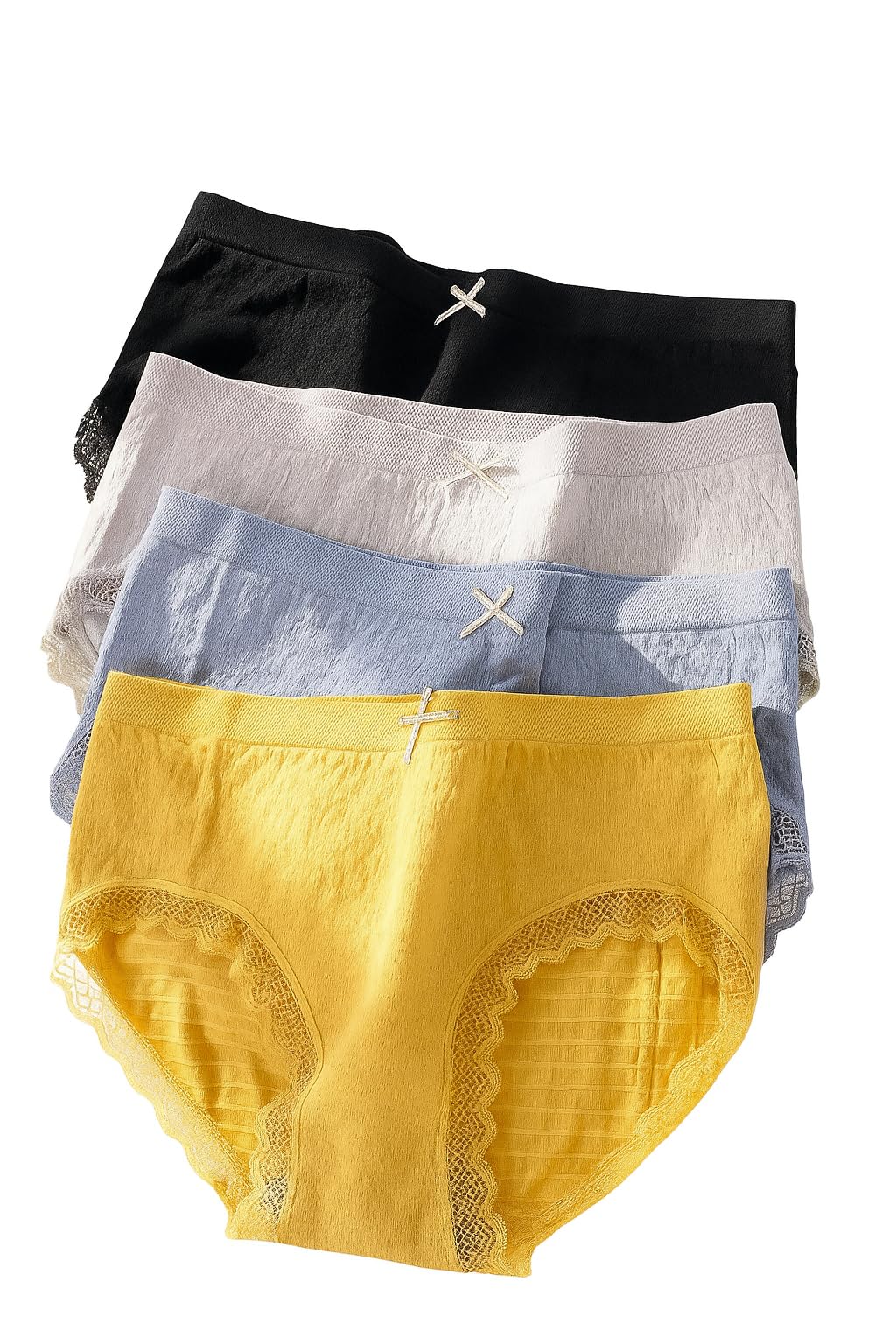 Women Seamless Mid Waist Panty Pack Breathable Traceless Ladies Underwear Soft Stretch Comfort Briefs Cotton Crotch Antibacterial Innerwear for Girls Women (Pack of 3)-image-22