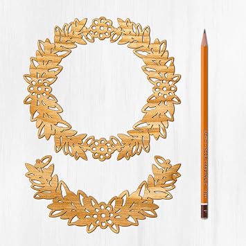 زخارف Ajoure Fine Lasercut # إكليل عيد الميلاد الكبير وقشرة الغار القديمة من الخشب الرقائقي الخشبي للحرف اليدوية