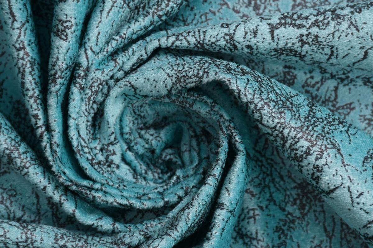 FRESH FROM LOOM Unstitched Swad Textured Fabric With Abstract Pattern - Soft Rich Cloth for Sofa, Cushion, Table Cloth, Curtain (79x55 Inch/200x140 Cm-2 Meter|Aqua).