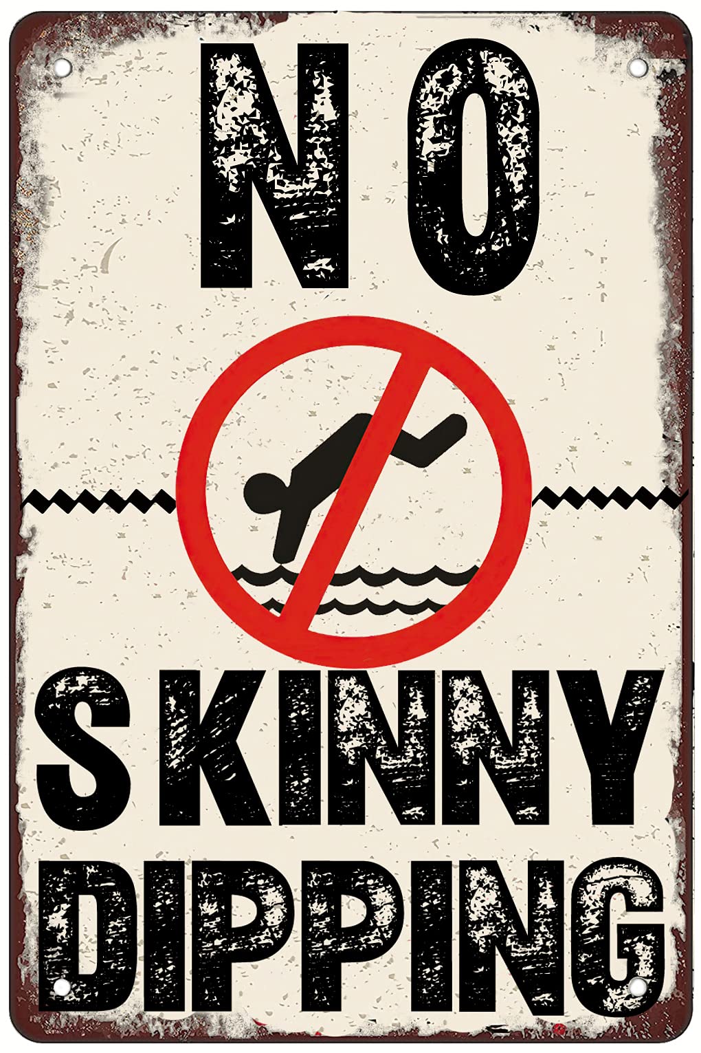 Vintage Metal Tin Sign No Skinny Dipping Funny S Wall Decor Man Cave Garage Far Bar Pub 8x12 Inch Custom Private Property Signs Outdoor