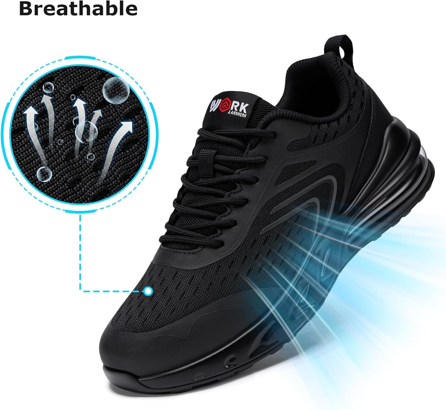 LARNMERN Mens Non Slip Resistant Work Shoes for Men Kitchen Restaurant Chef Shoes Mens Zapatos Trabajo Hombres Walking Running Sneaker Black - Image 4