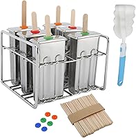 Vista 1 de 6 juegos de moldes de paletas de acero inoxidable y accesorios, fabricante de paletas resistente al óxido, 6 sellos de silicona a prueba de fugas